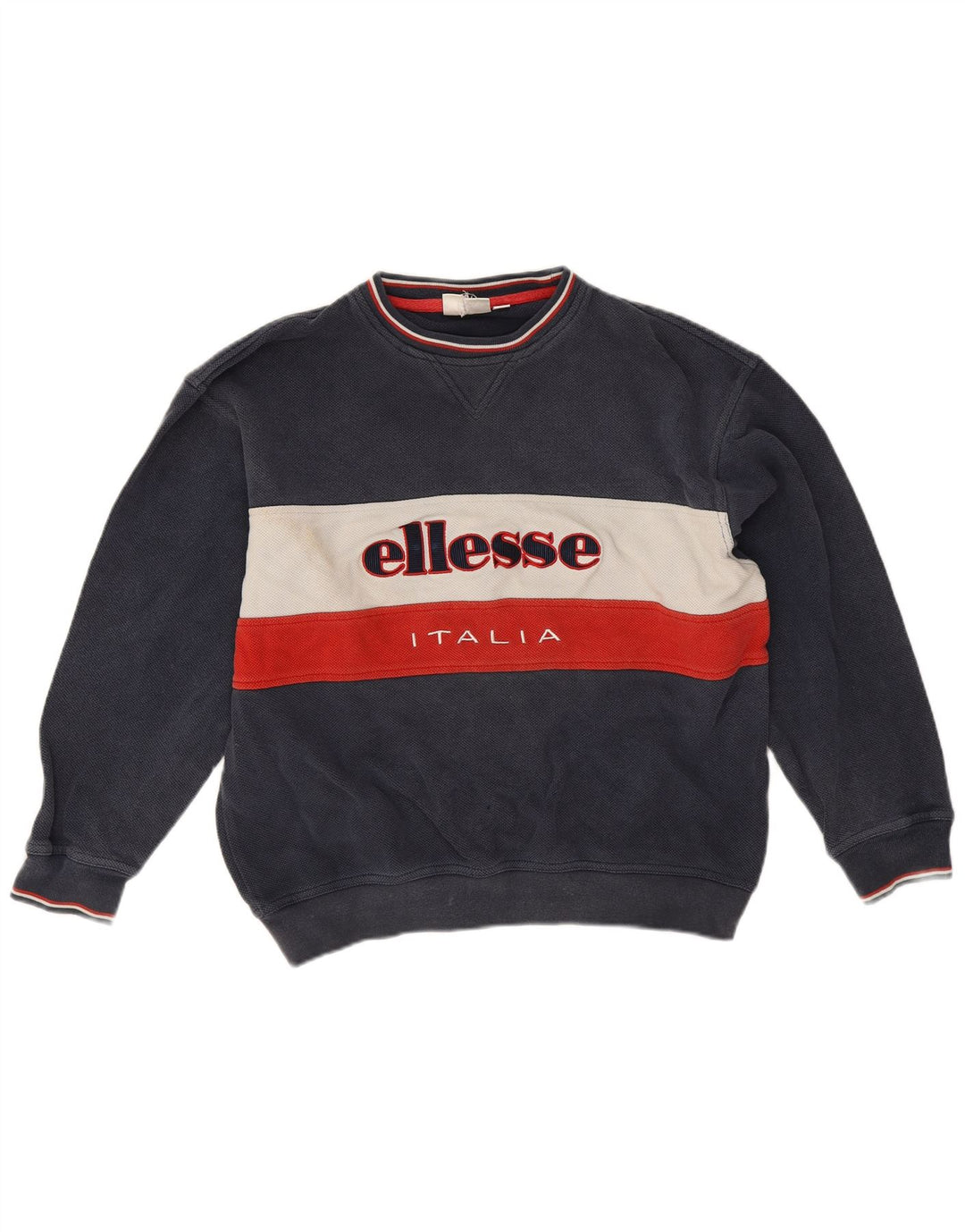 Ellesse Mens Italia Graphic Sweatshirt Jumper Medium Navy Blue Colourblock