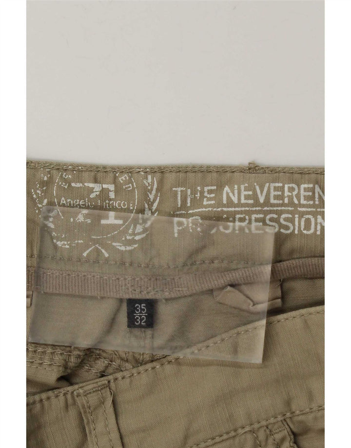 Vintage Mens Straight Cargo Trousers W35 L32 Beige