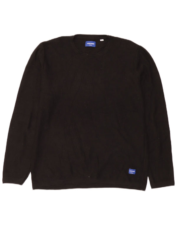 Jack & Jones Mens Crew Neck Jumper Sweater XL Black Cotton