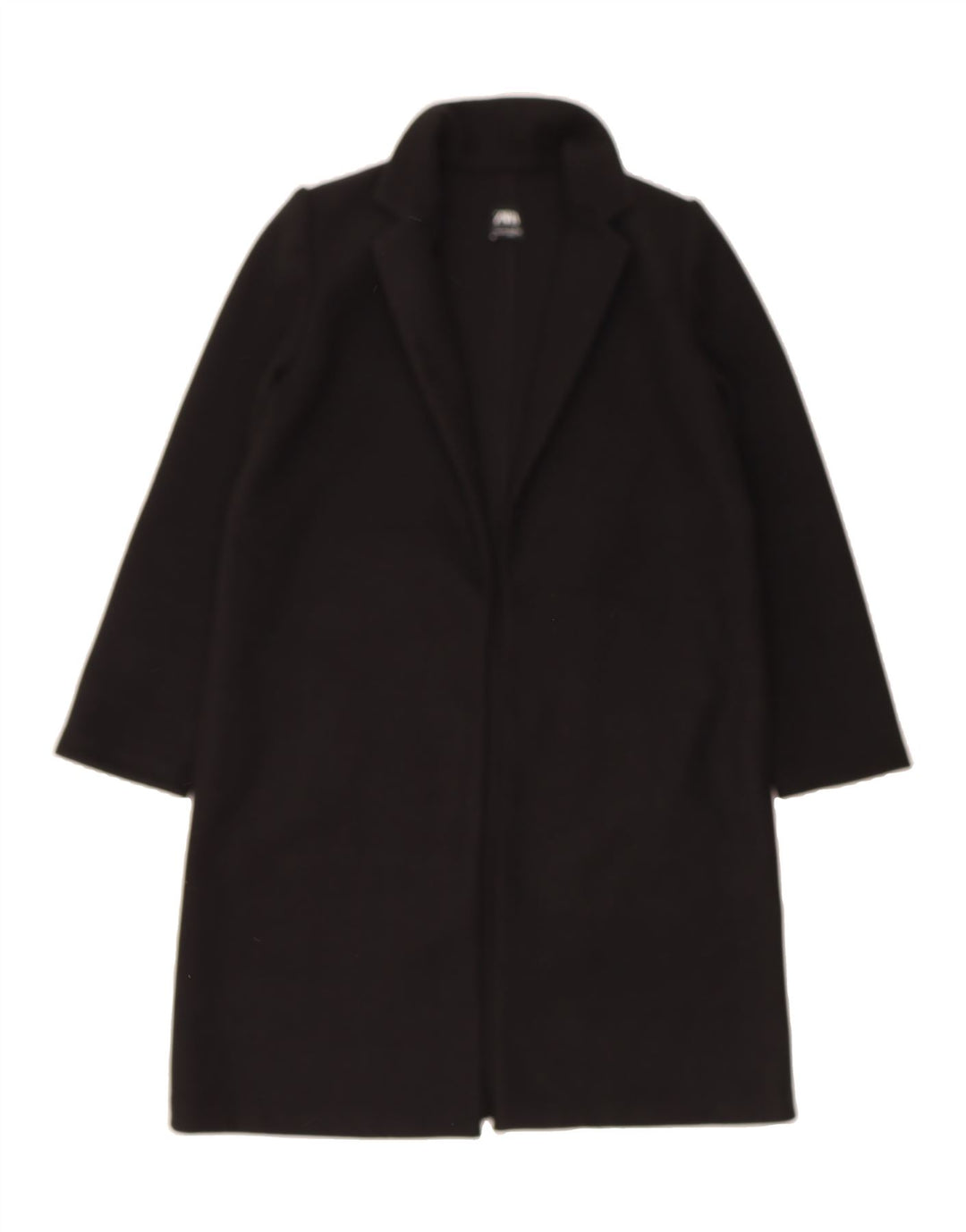 ZARA Womens Open Overcoat UK 14 Large Black Polyester Vintage Zara and Second-Hand Zara from Messina Hembry 