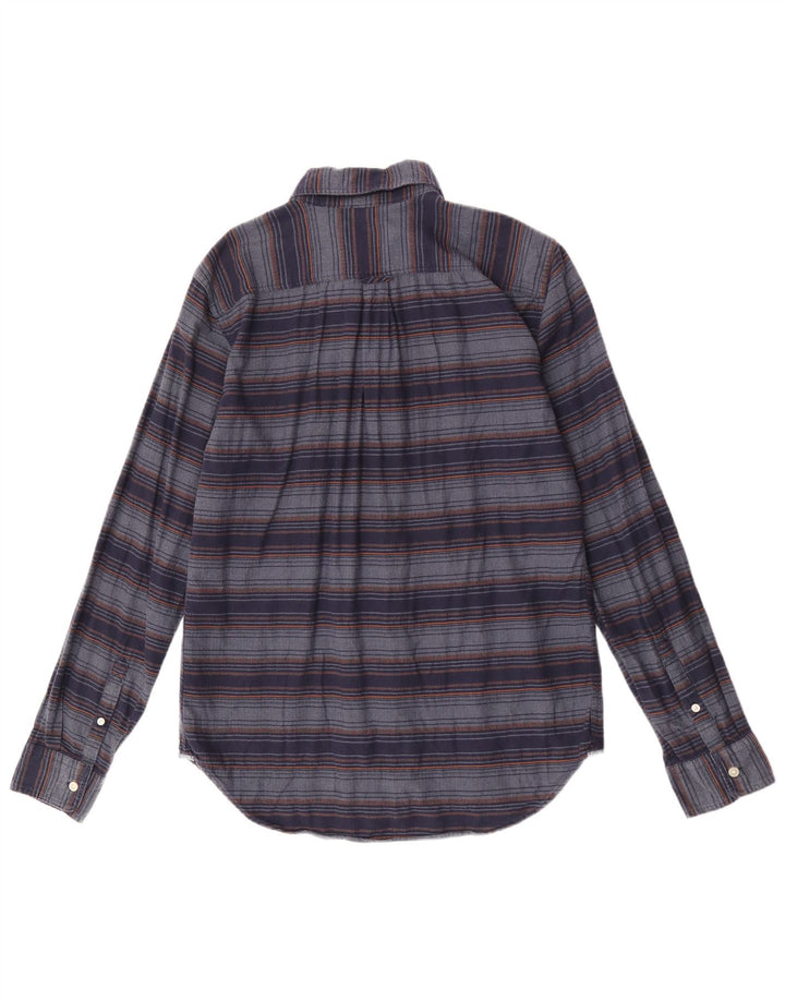 Gap Mens Flannel Shirt Medium Navy Blue Striped Cotton