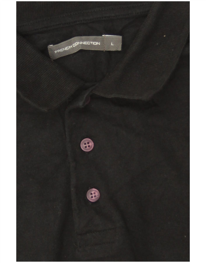 French Connection Mens Polo Shirt Large Black Cotton