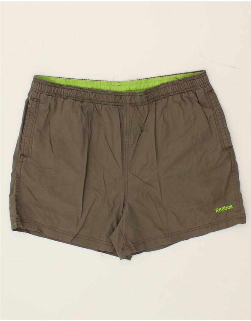 REEBOK Mens Sport Shorts XL Khaki Polyester Vintage Reebok and Second-Hand Reebok from Messina Hembry 
