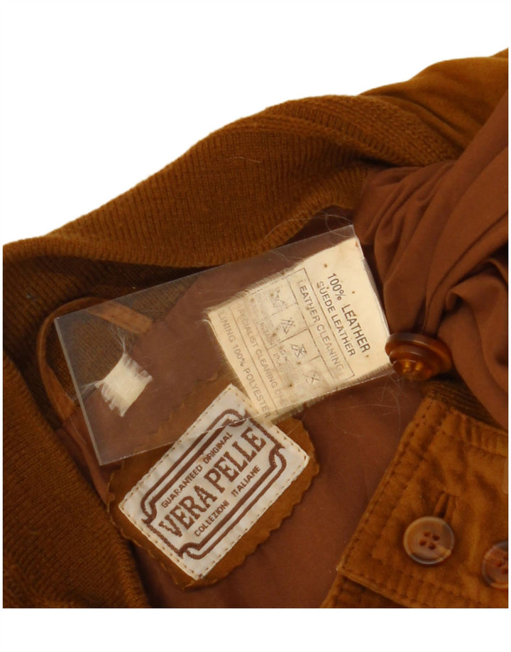 Vintage Mens Suede Bomber Jacket UK 42 XL Brown Leather
