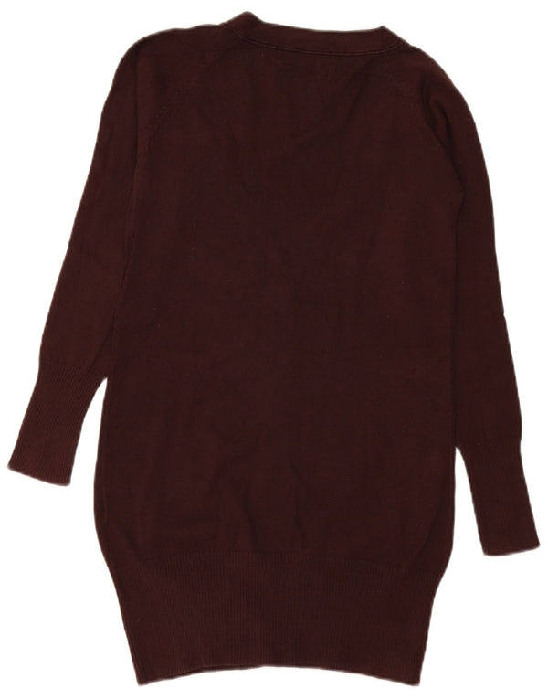 Zara Womens Longline Cardigan Sweater UK 10 Small Brown Cotton