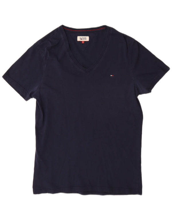 Tommy Hilfiger Womens T-Shirt Top UK 16 Large Navy Blue Cotton