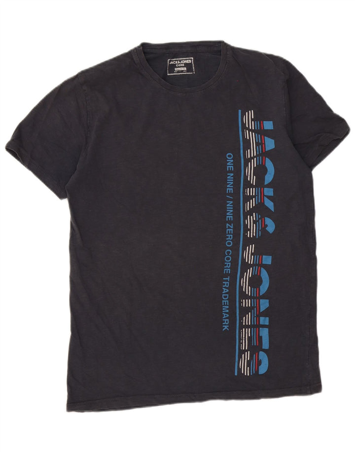 Jack & Jones Mens Regular Fit Graphic T-Shirt Top Large Grey Cotton
