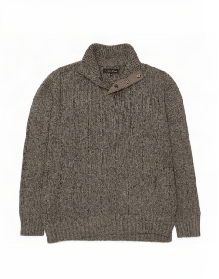 Marks & Spencer Mens Button Neck Jumper Sweater Medium Grey Viscose