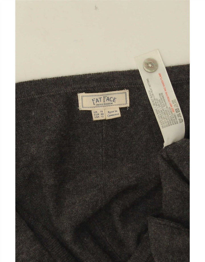 Fat Face Womens Cardigan Sweater UK 16 Large Grey Wool