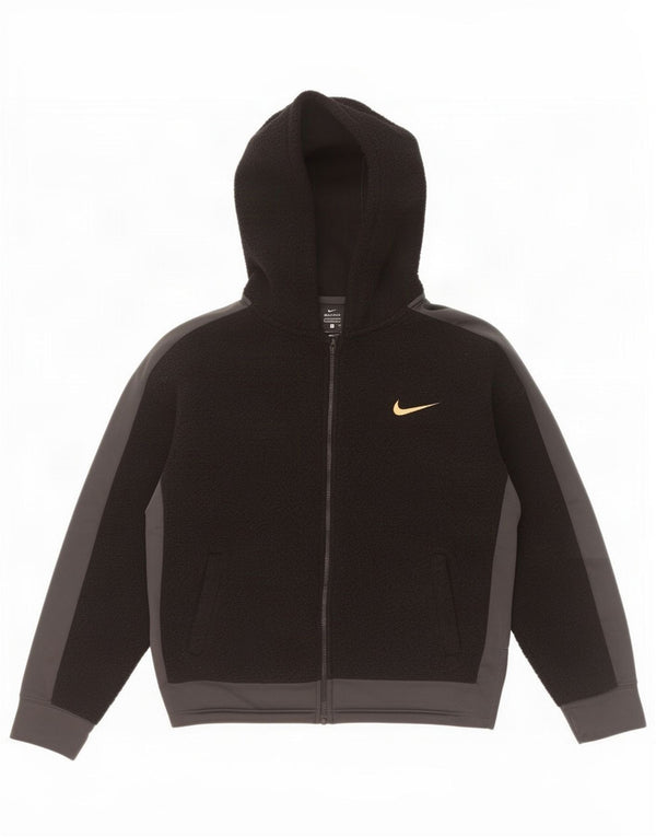 Nike Girls Dri Fit Hooded Standard Fleece Jacket 12-13 Years Large Black