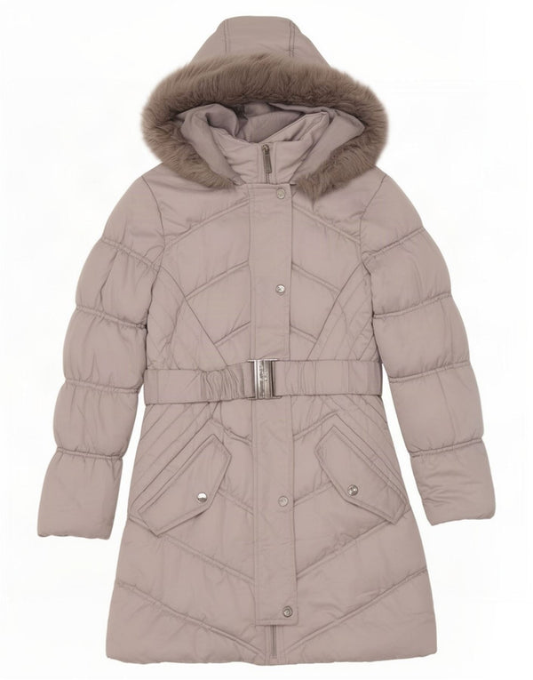 Lipsy Girls Hooded Padded Coat 9-10 Years Grey Polyester