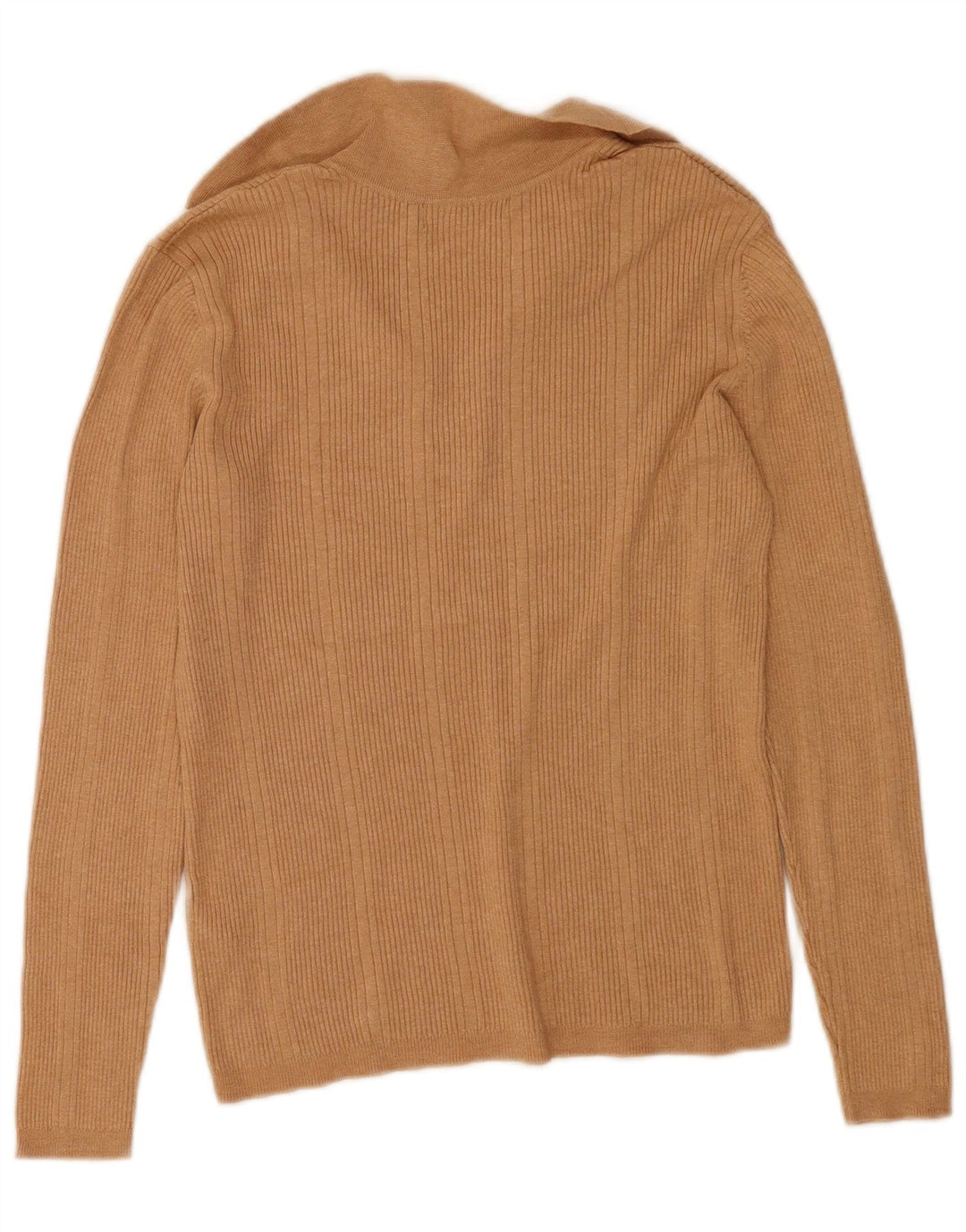 Marks & Spencer Womens Polo Neck Jumper Sweater UK 12 Medium Beige Striped