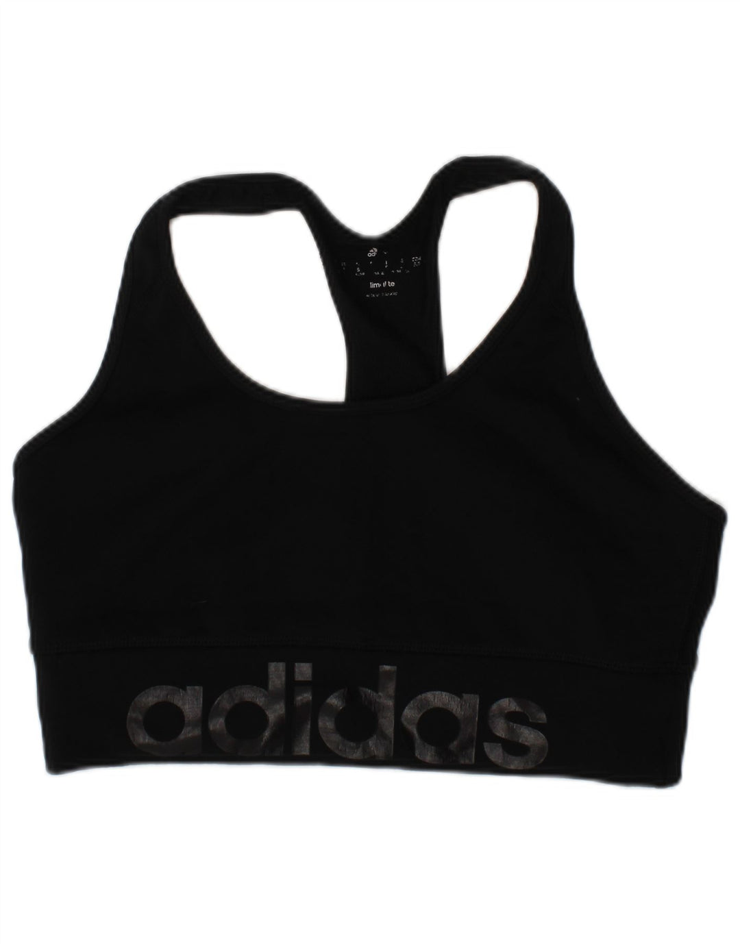 Adidas Womens Climalite Graphic Sport Bra Top Small Black Polyester Sports