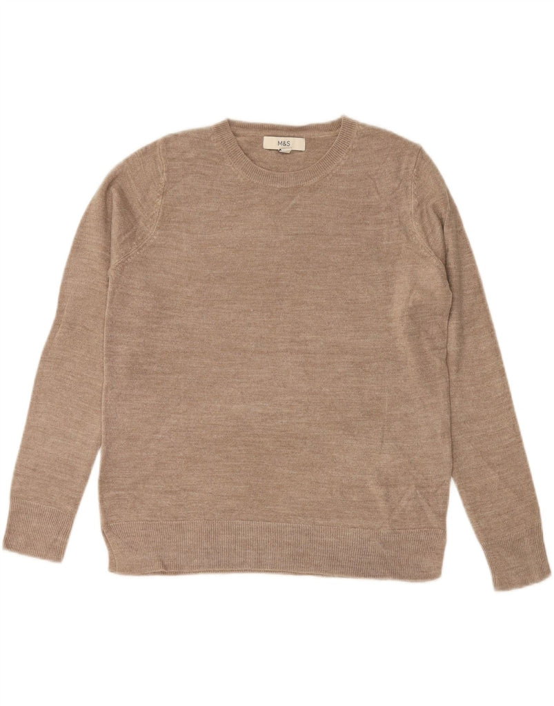 MARKS & SPENCER Womens Crew Neck Jumper Sweater UK 8 Small Beige Acrylic Vintage Marks & Spencer and Second-Hand Marks & Spencer from Messina Hembry 
