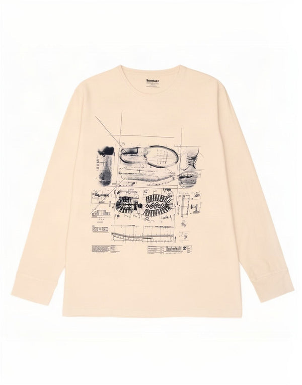 Timberland Mens Graphic Top Long Sleeve XL White Cotton