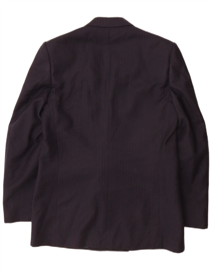 Vesmoda Mens Double Breasted Blazer Jacket UK 38 Medium Navy Blue Pinstripe