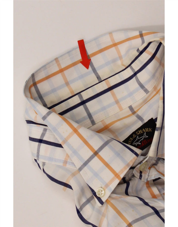 Paul & Shark Mens Shirt Size 44 XL White Check Cotton