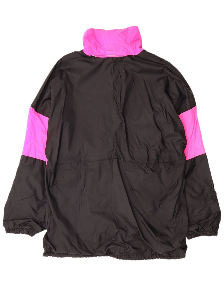 VINTAGE Mens Hooded Anorak Jacket UK 38 Medium Black Colourblock Polyamide