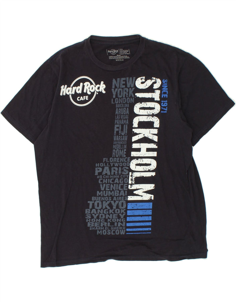 HARD ROCK CAFE Womens Stockholm Graphic T-Shirt Top UK 16 Large Black Vintage Hard Rock Cafe and Second-Hand Hard Rock Cafe from Messina Hembry 