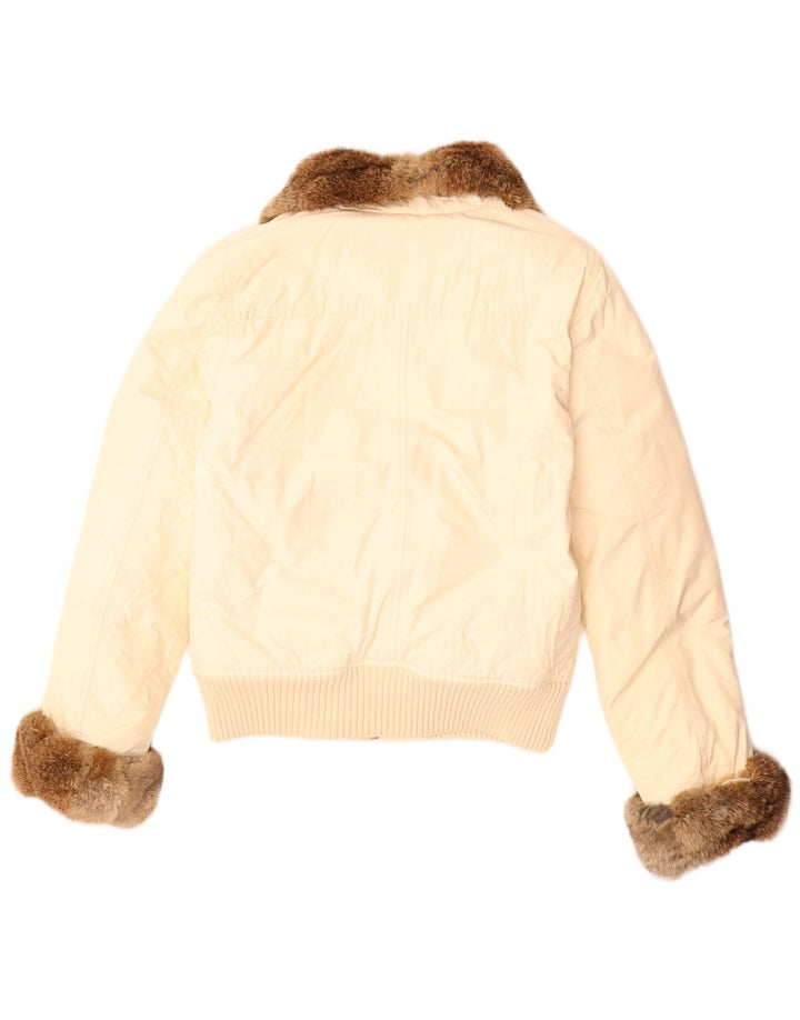 Woolrich Womens Padded Jacket UK 10 Small Beige Cotton