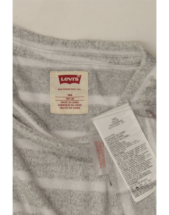 Levi's Girls Sweatshirt Jumper 13-14 Years Grey Striped Viscose