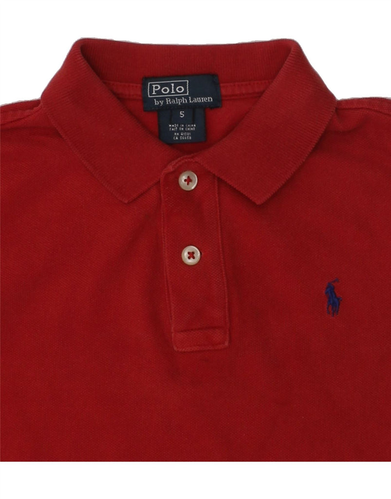 POLO RALPH LAUREN Boys Long Sleeve Polo Shirt 4-5 Years Red Cotton | Vintage Polo Ralph Lauren | Thrift | Second-Hand Polo Ralph Lauren | Used Clothing | Messina Hembry 