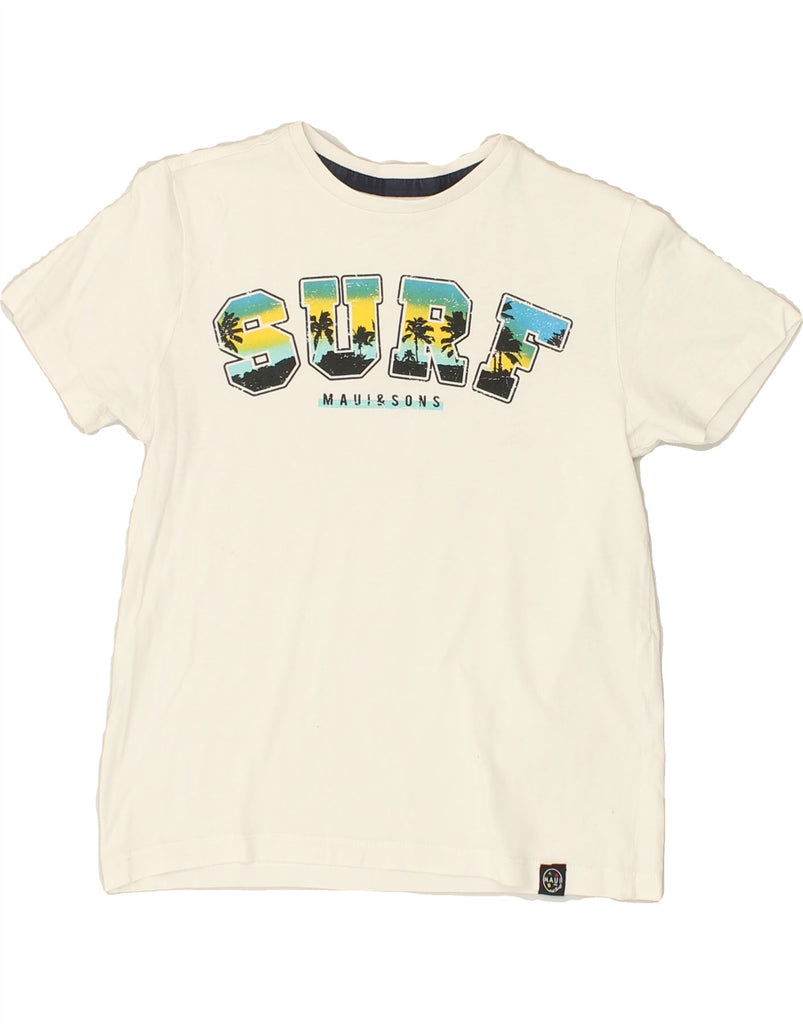 MAUI AND SONS Girls Graphic T-Shirt Top 9-10 Years White Cotton | Vintage Maui and Sons | Thrift | Second-Hand Maui and Sons | Used Clothing | Messina Hembry 