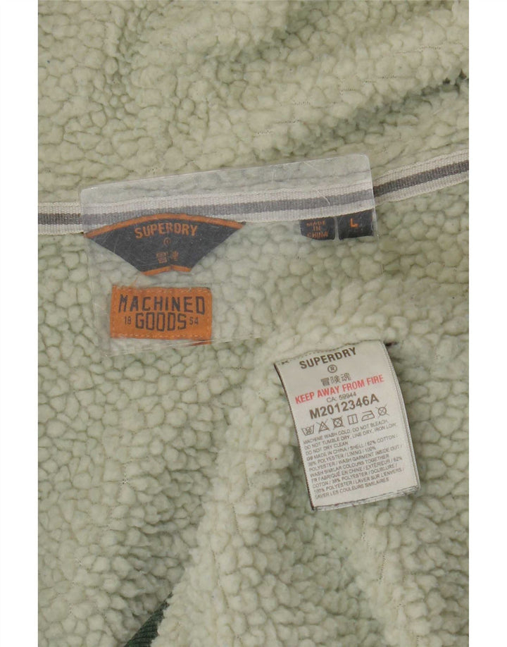 Superdry Mens Zip Hoodie Sweater Large Green Cotton