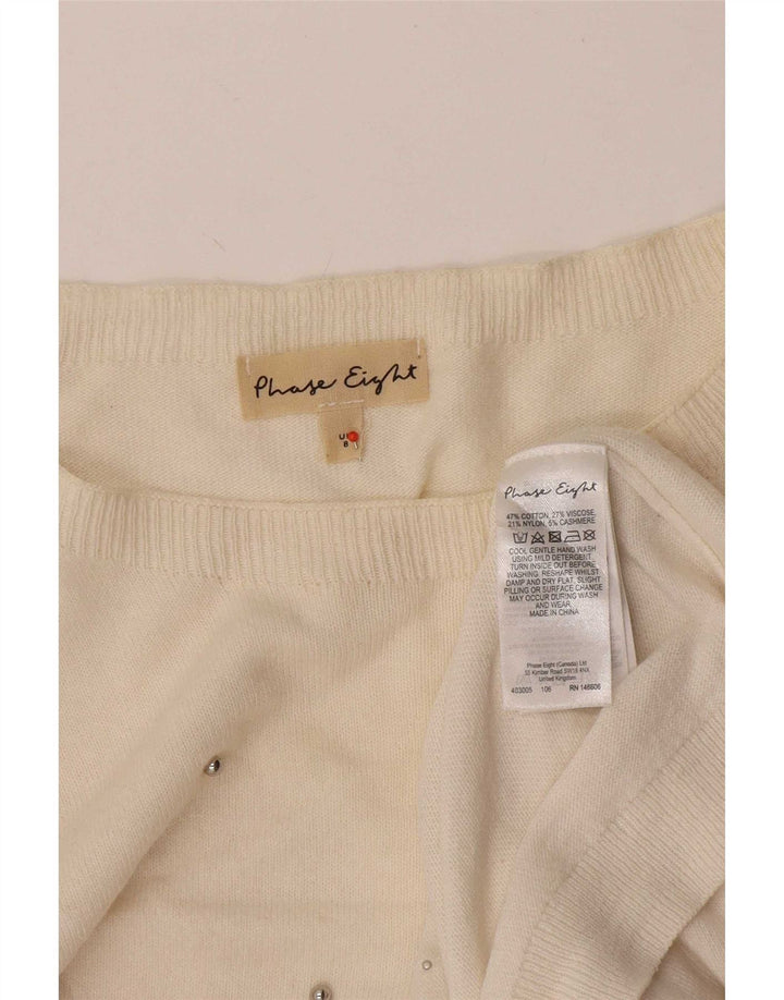 Phase Eight Womens Boat Neck Jumper Sweater UK 8 Small Off White Spotted