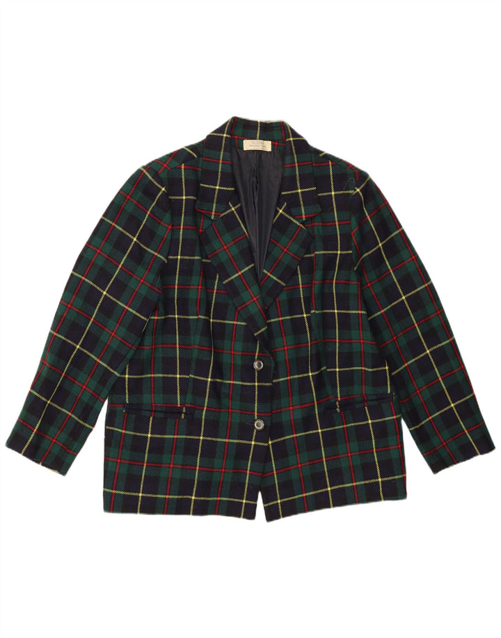 Vintage Womens 2 Button Blazer Jacket UK 16 Large Green Check