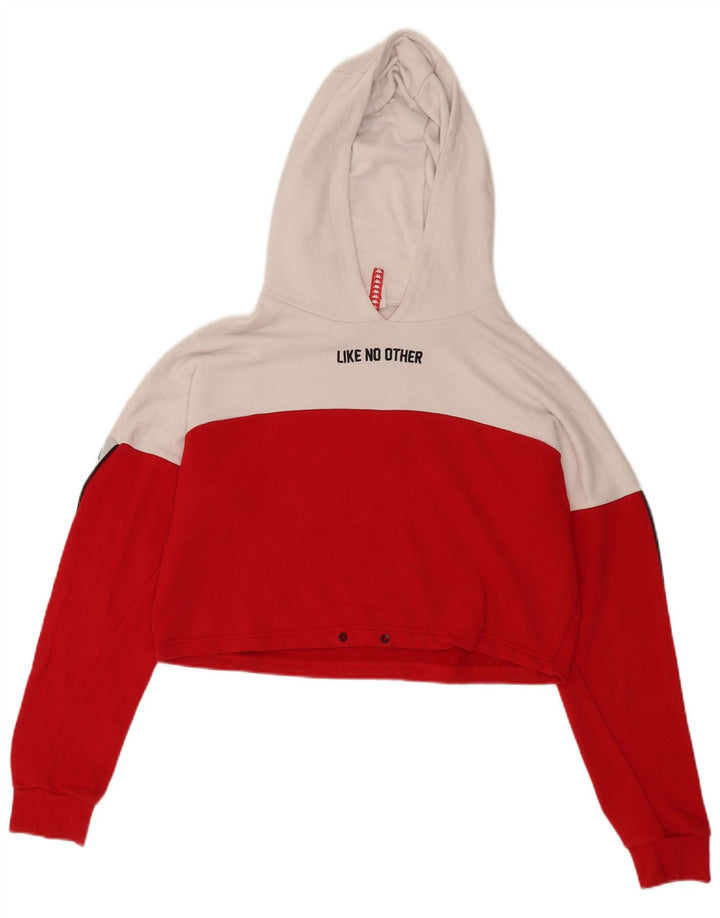 Kappa Womens Oversized Graphic Hoodie Jumper UK 14 Medium Red Colourblock