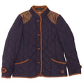 Zara Womens Quilted Jacket UK 14 Medium Navy Blue Colourblock Cotton