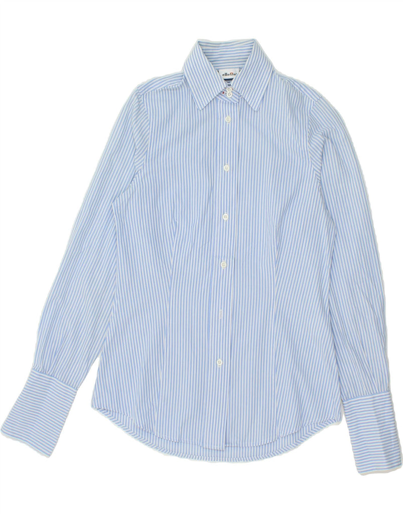 ELLESSE Womens Shirt UK 10 Small Blue Pinstripe Cotton Vintage Ellesse and Second-Hand Ellesse from Messina Hembry 