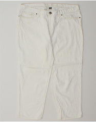 EDDIE BAUER Womens Boyfriend Cropped Jeans US 14 XL W36 L26 White Cotton