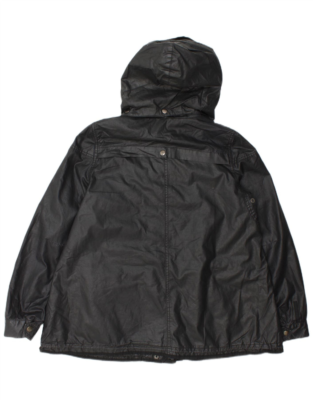 Zara Womens Hooded Oversized Utility Jacket UK 14 Medium Black Polyester