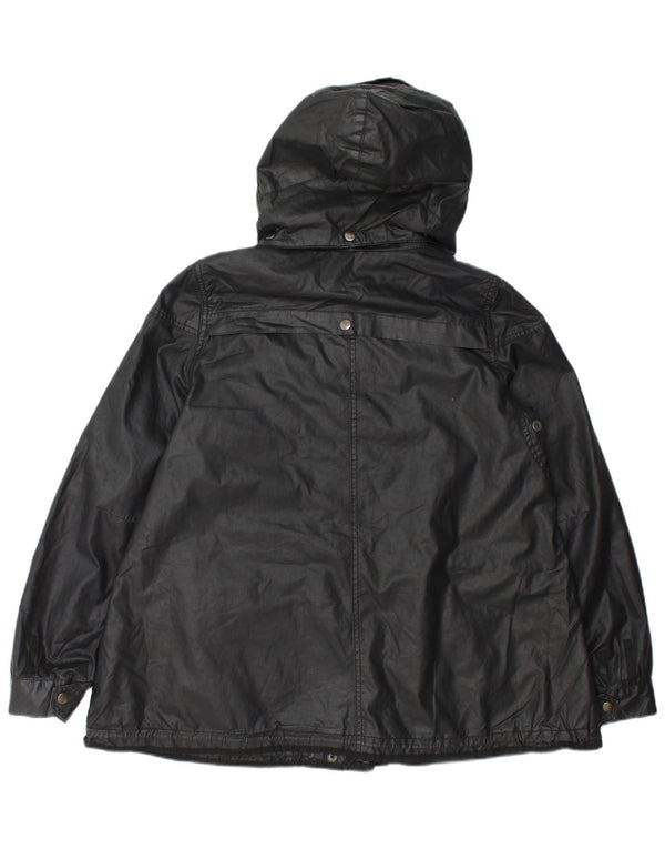 Zara Womens Hooded Oversized Utility Jacket UK 14 Medium Black Polyester
