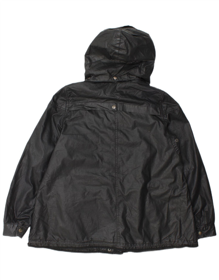 Zara Womens Hooded Oversized Utility Jacket UK 14 Medium Black Polyester