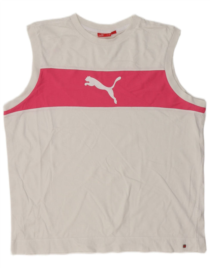 PUMA Mens Graphic Vest Top XL White Colourblock Cotton