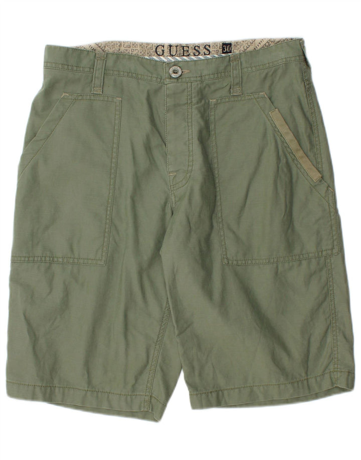 Guess Mens Cargo Shorts W30 Medium Khaki Cotton