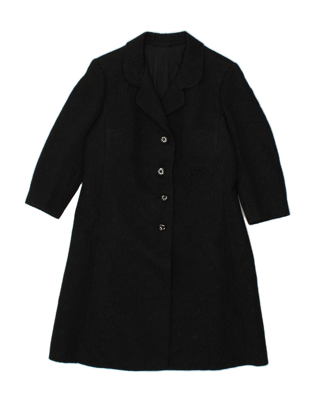 VINTAGE Womens Overcoat IT 48 XL Black Vintage Vintage and Second-Hand Vintage from Messina Hembry 