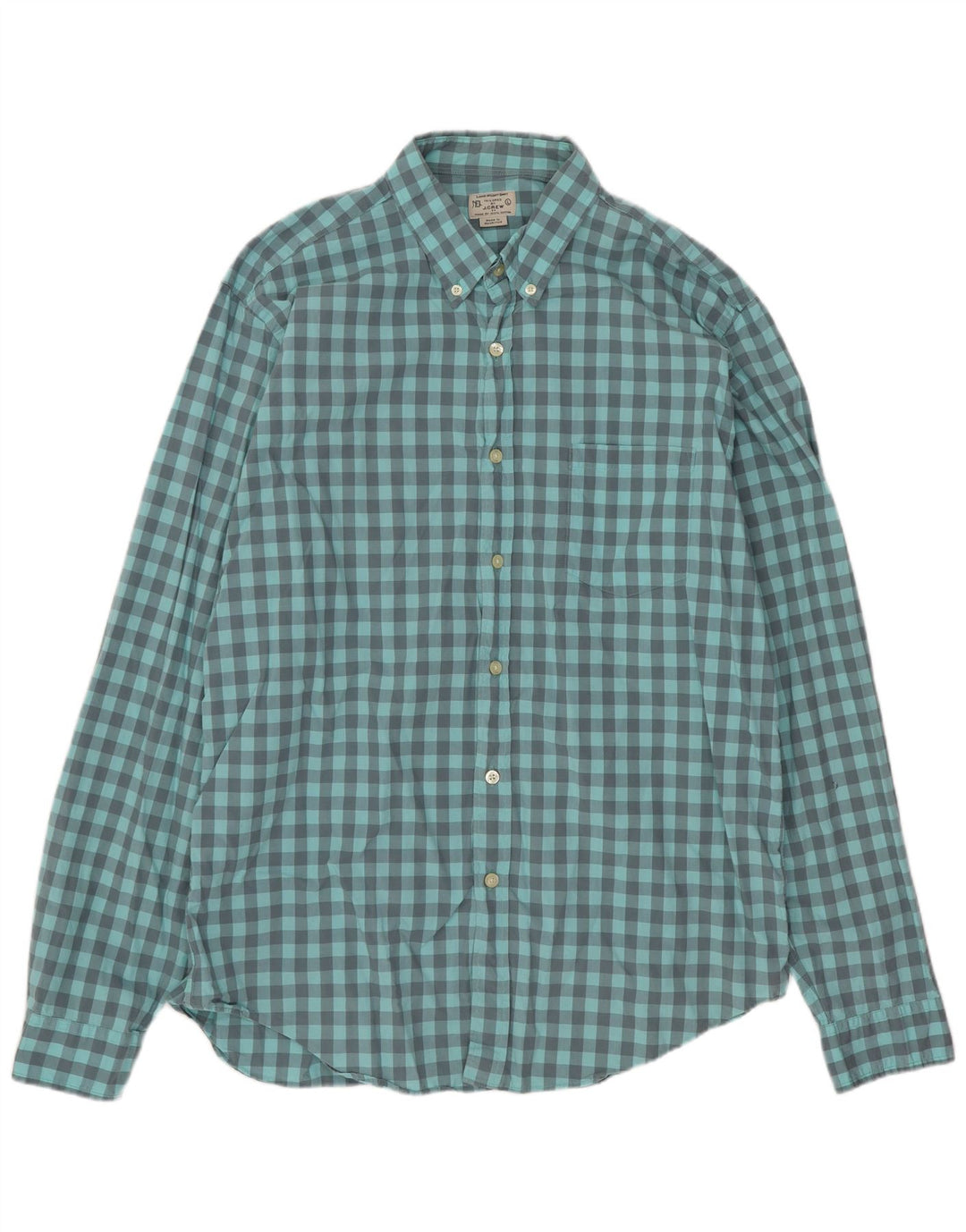 J. Crew Mens Shirt Large Blue Gingham Cotton