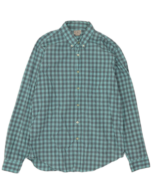 J. Crew Mens Shirt Large Blue Gingham Cotton