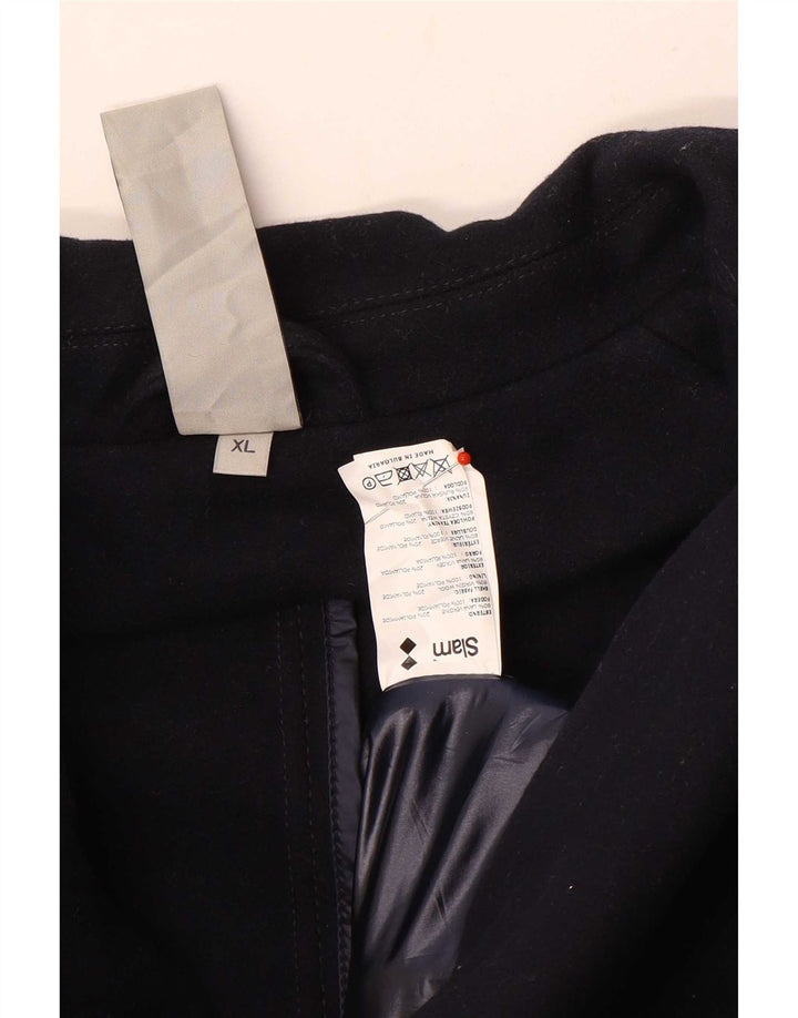 Slam Mens Pea Coat UK 42 XL Navy Blue Wool