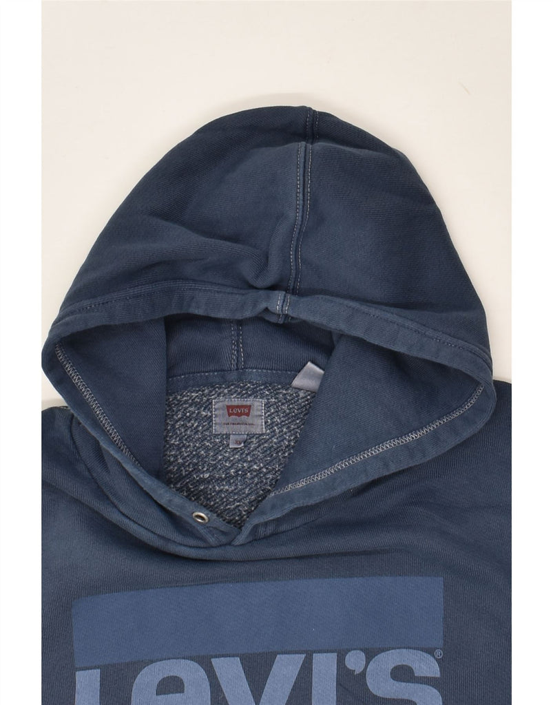 LEVI'S Mens Graphic Hoodie Jumper XL Navy Blue Cotton | Vintage Levi's | Thrift | Second-Hand Levi's | Used Clothing | Messina Hembry 