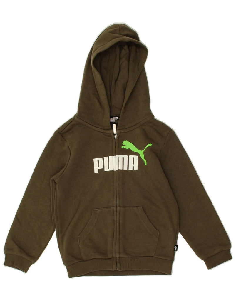 PUMA Boys Graphic Zip Hoodie Sweater 5-6 Years Khaki Cotton | Vintage Puma | Thrift | Second-Hand Puma | Used Clothing | Messina Hembry 