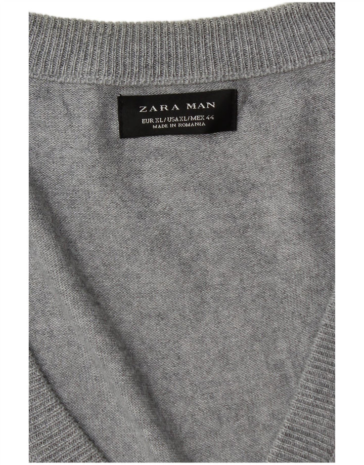 Zara Mens Cardigan Sweater XL Grey