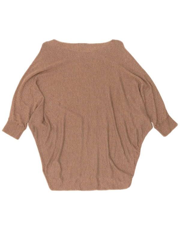 Phase Eight Womens 3/4 Sleeve Boat Neck Jumper Sweater UK 10 Small Brown