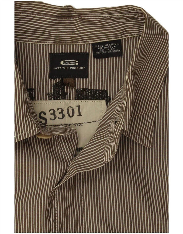 G-Star Mens Military Graphic Short Sleeve Shirt Large Grey Pinstripe