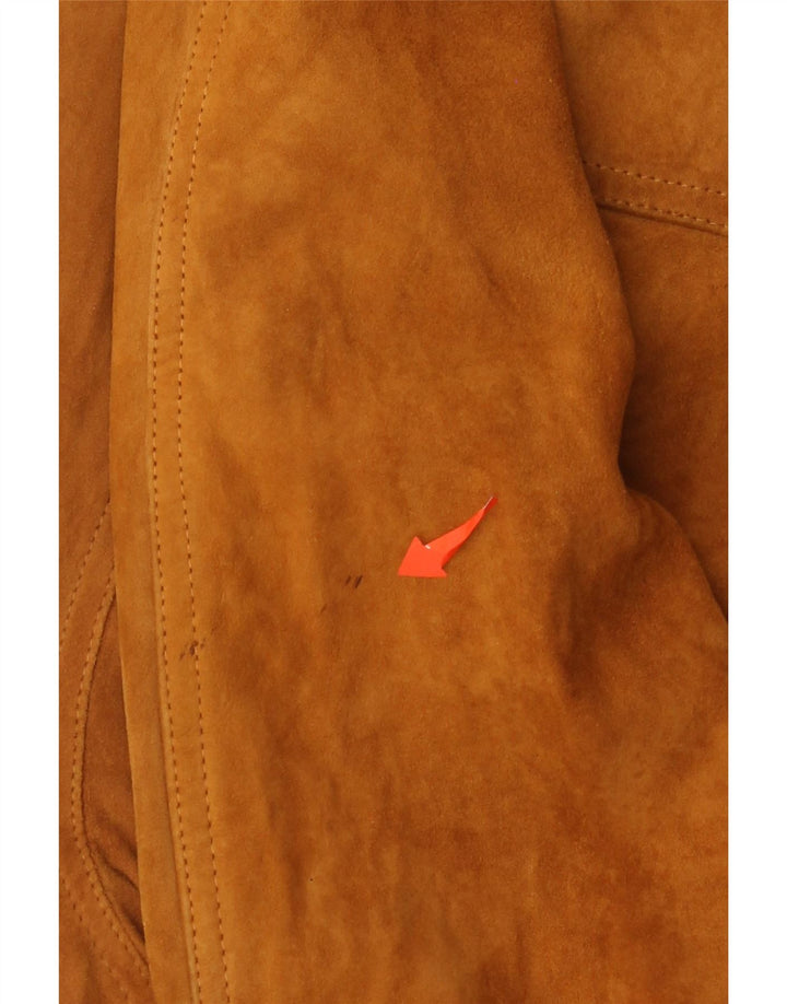 Vintage Mens Suede Bomber Jacket IT 54 2XL Brown Leather