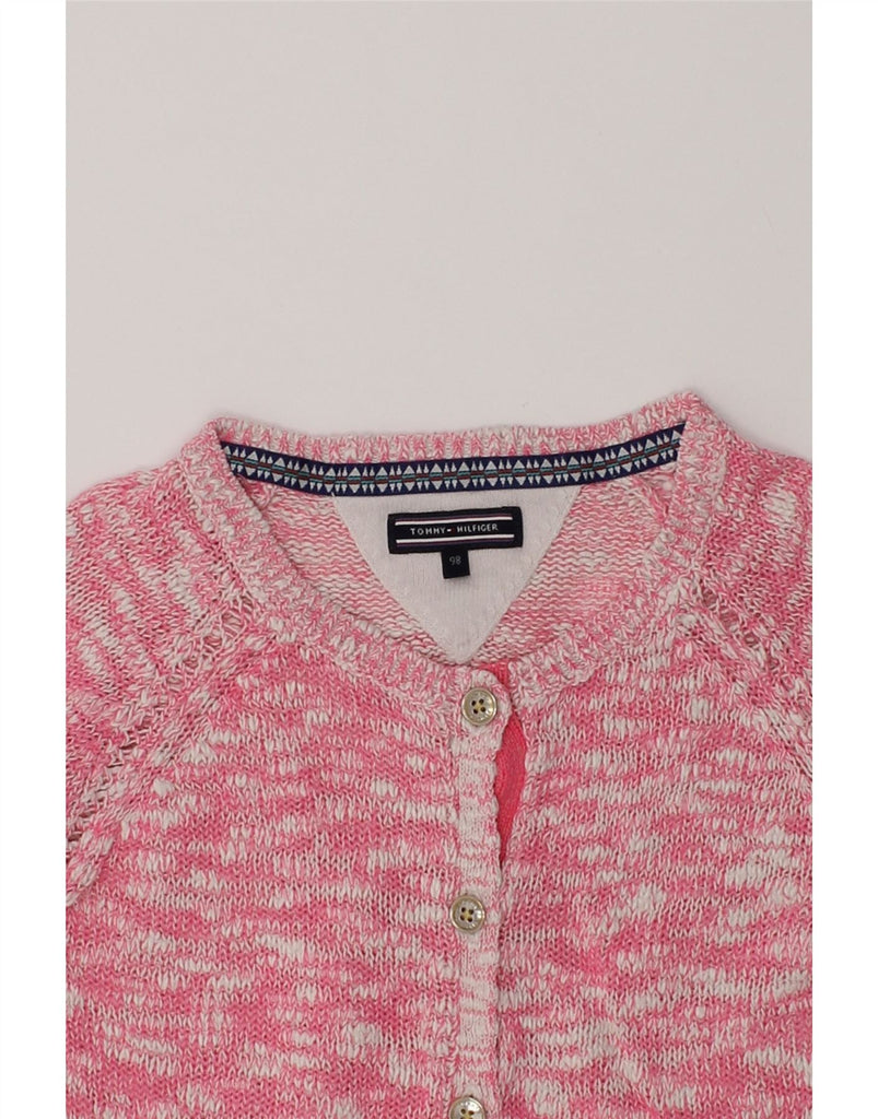 TOMMY HILFIGER Girls Cardigan Sweater 2-3 Years Pink Flecked | Vintage Tommy Hilfiger | Thrift | Second-Hand Tommy Hilfiger | Used Clothing | Messina Hembry 